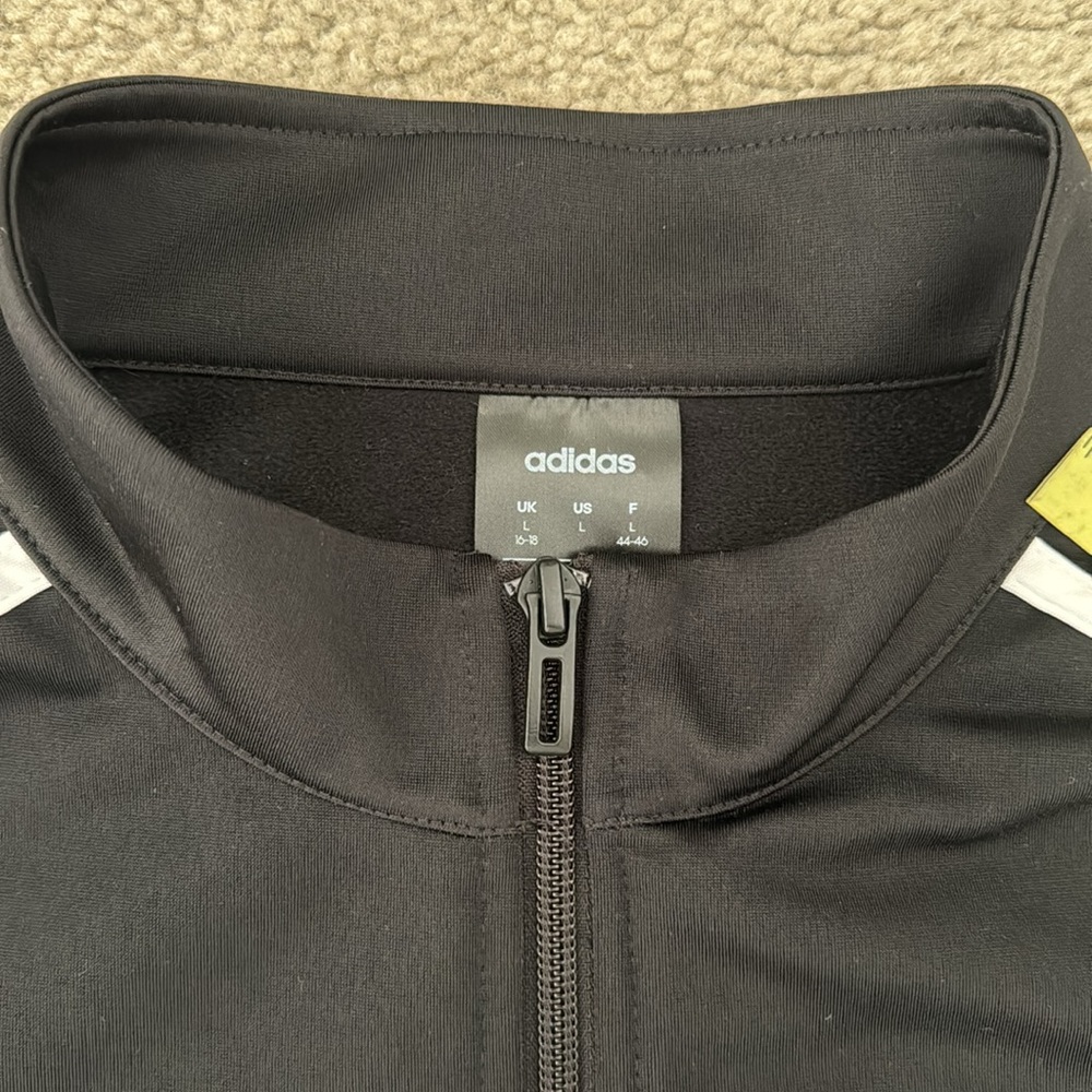 Adidas Fitted Black W/ Logo Track Jacket / Size L - Picture 6 of 7